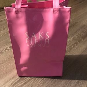 patent leather Saks 5th Ave. small tote bag